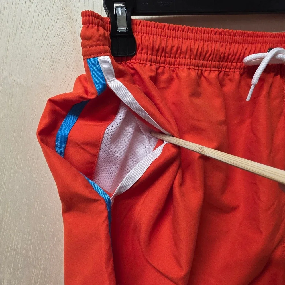 Hot Coals‎ Mens Orange Swim Trunks Quick Dry UPF 50+ Side Stripe Mesh Lining M
